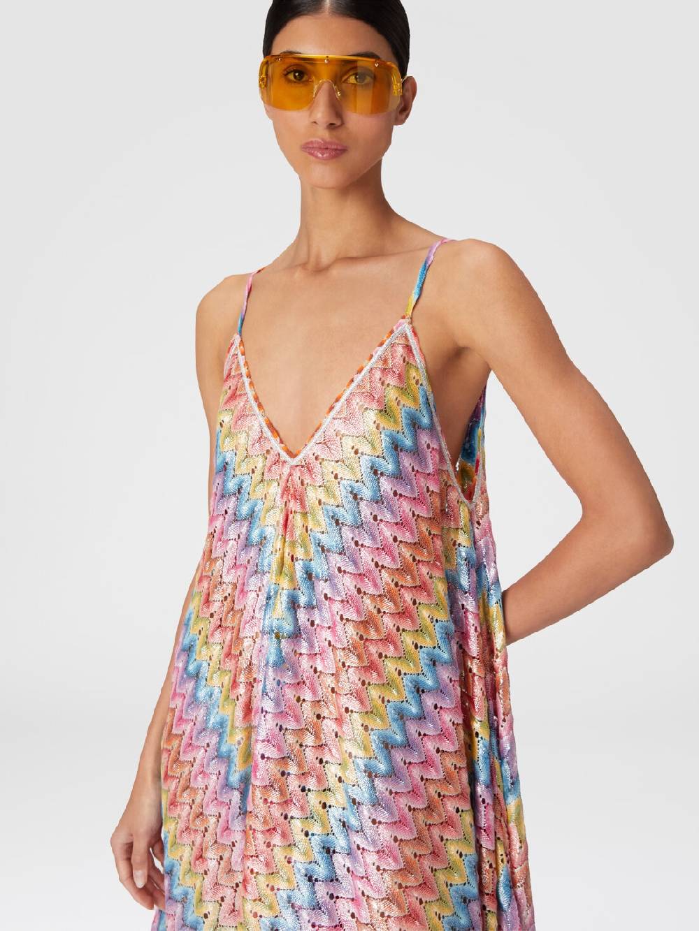 M Missoni Abito copricostume a foulard in pizzo spalmato Sconto