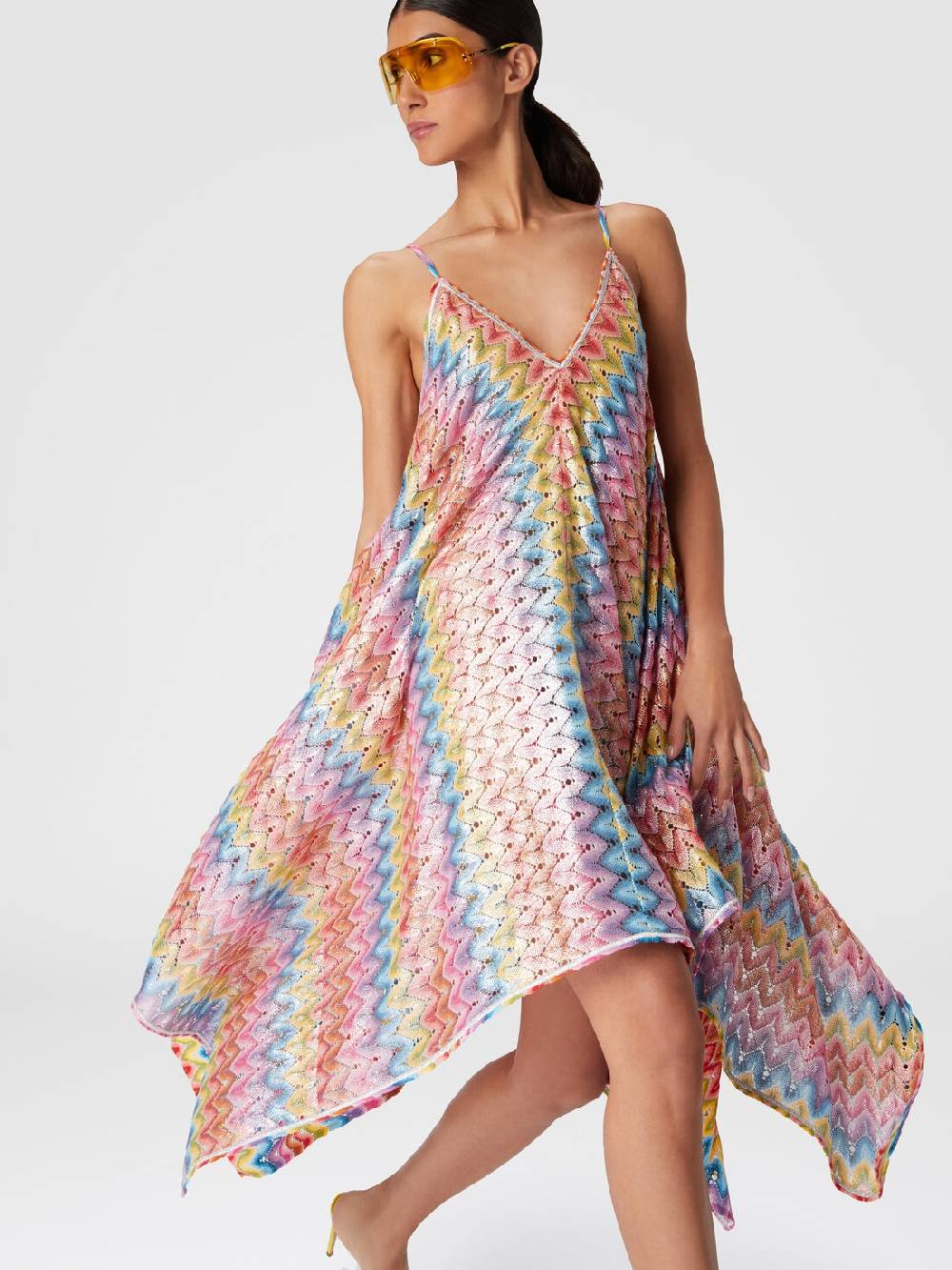 M Missoni Abito copricostume a foulard in pizzo spalmato Sconto