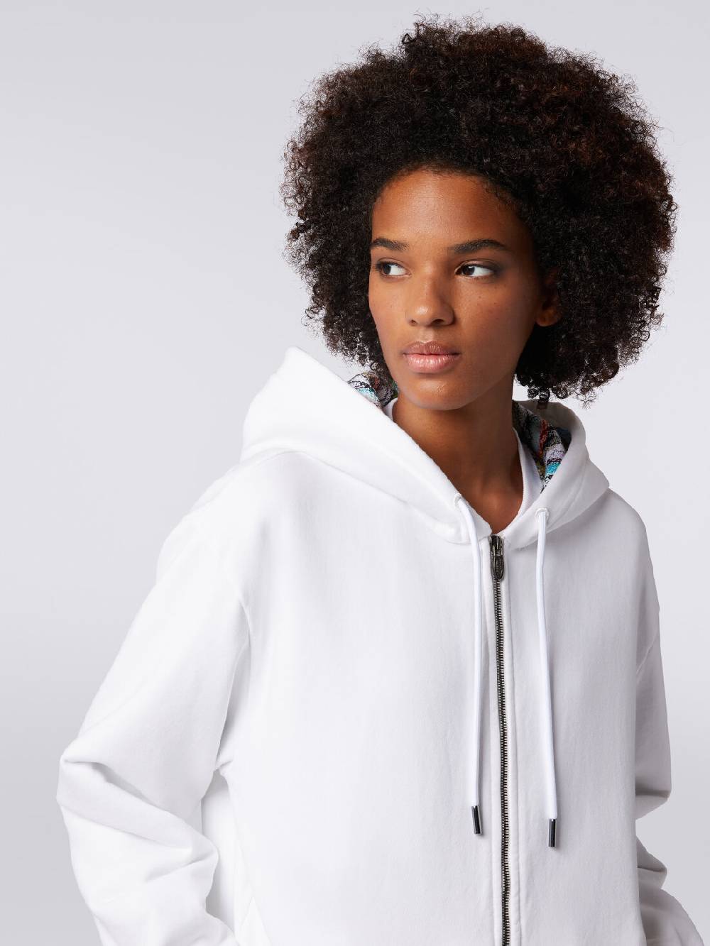 M Missoni Cardigan in felpa di cotone con cappuccio foderato in maglia Offerta