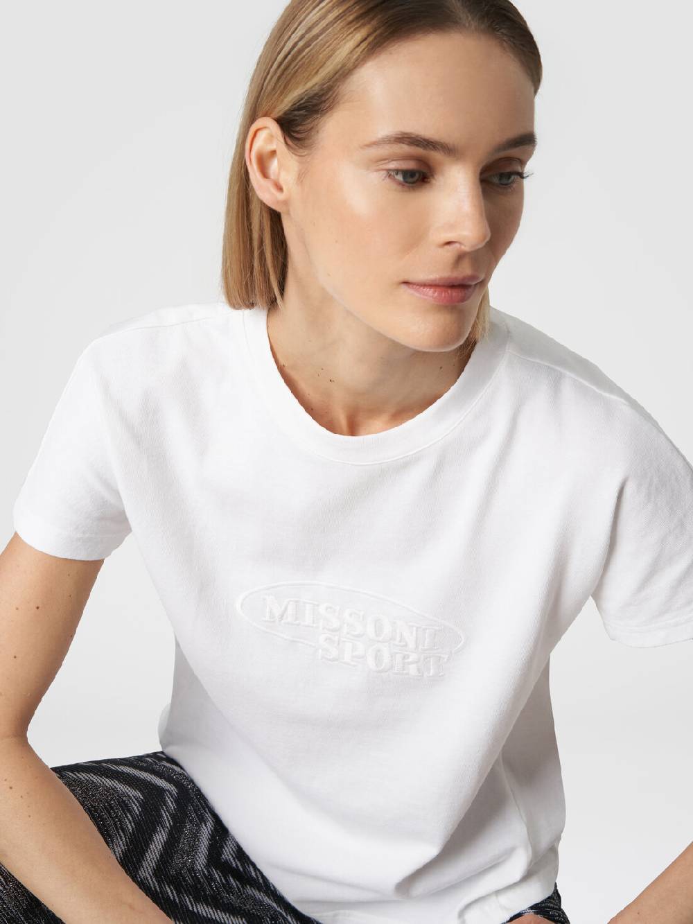 M Missoni T-shirt girocollo in cotone con logo Economico