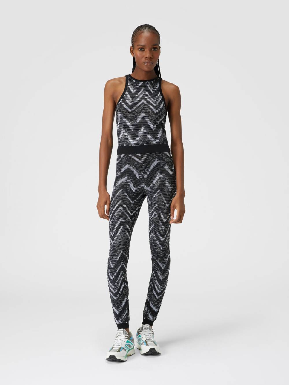 M Missoni Top in maglia chevron con logo