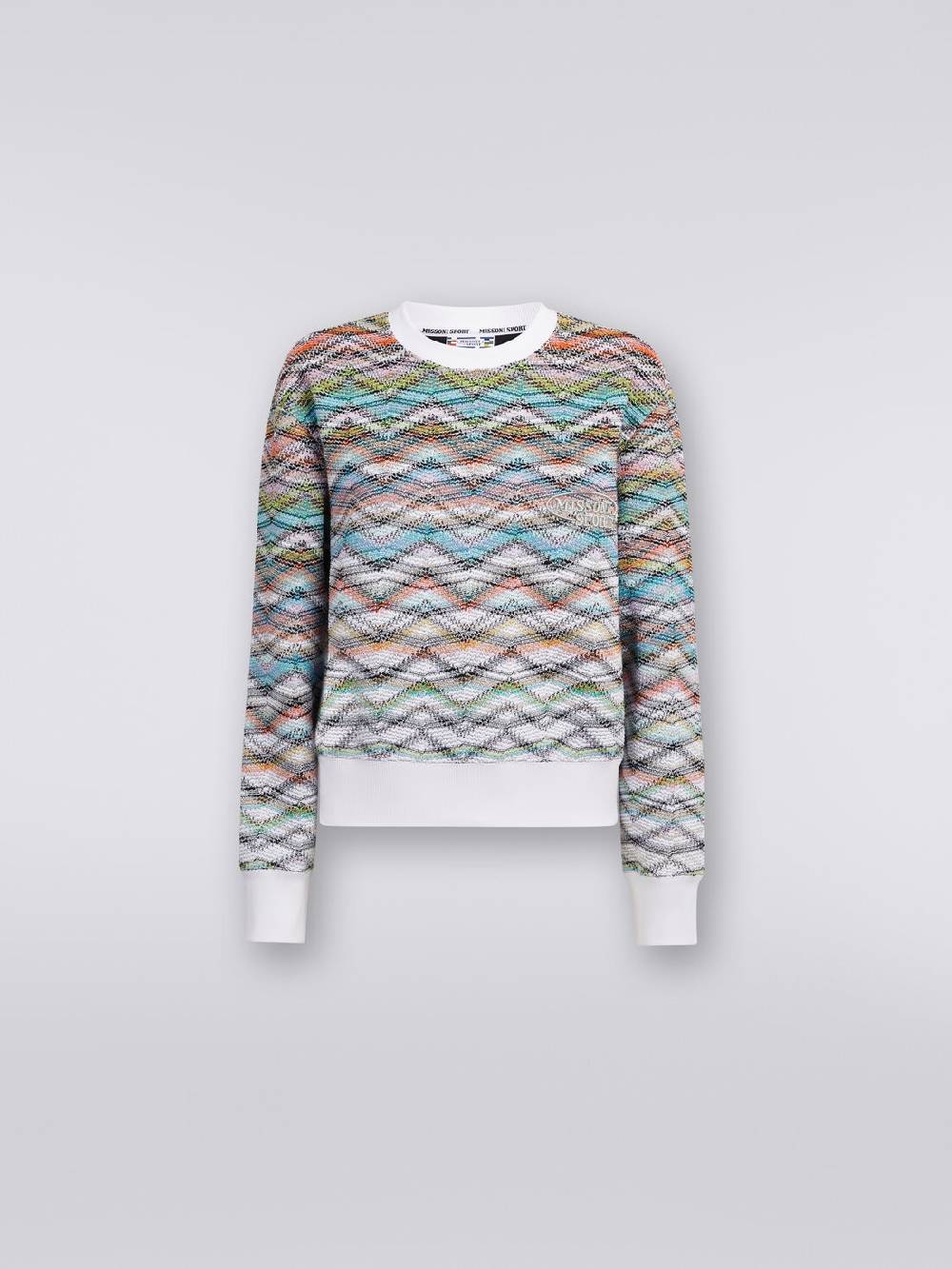 M Missoni Felpa girocollo in maglia con lurex e logo In Vendita