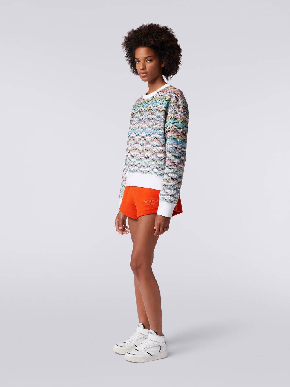 M Missoni Felpa girocollo in maglia con lurex e logo In Vendita