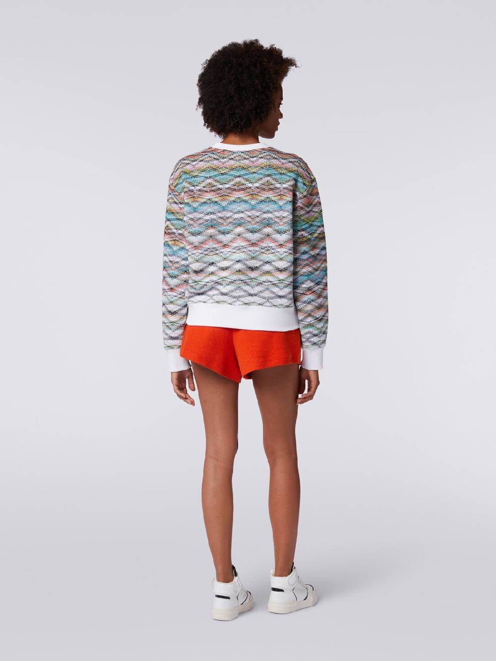 M Missoni Felpa girocollo in maglia con lurex e logo In Vendita