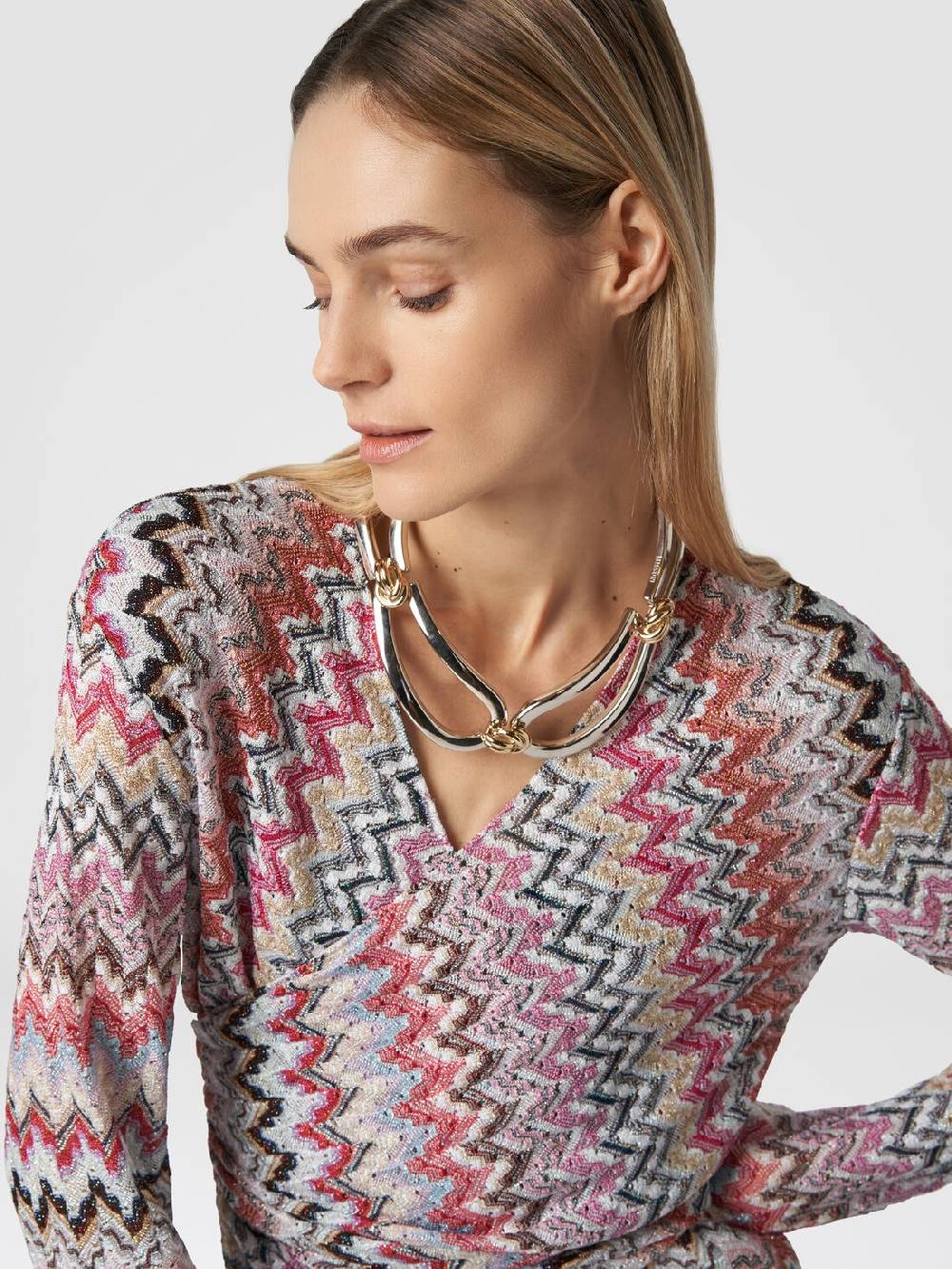 M Missoni Tuta lunga in viscosa lamé zig zag Saldi Di Fabbrica