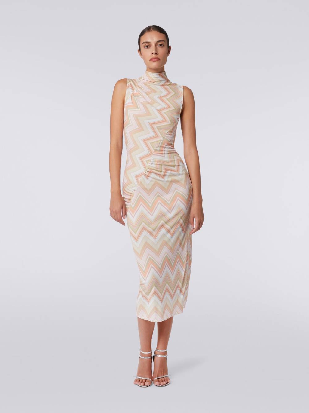 M Missoni Abito longuette in viscosa zig zag con arricciature