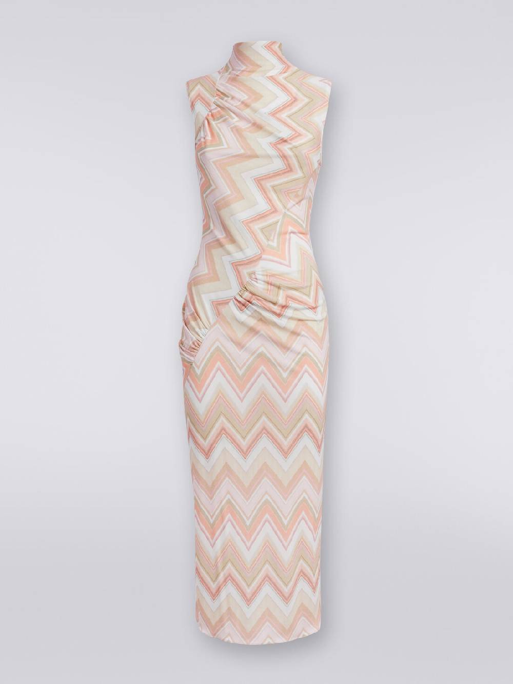 M Missoni Abito longuette in viscosa zig zag con arricciature In Saldo