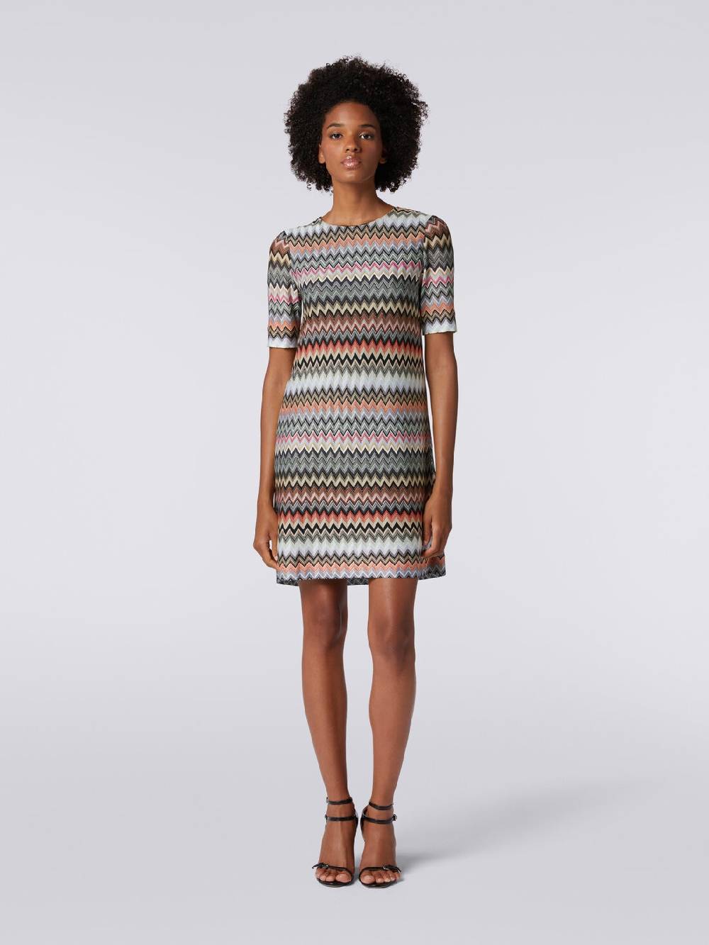 M Missoni Abito a maniche corte in cotone e viscosa zig zag
