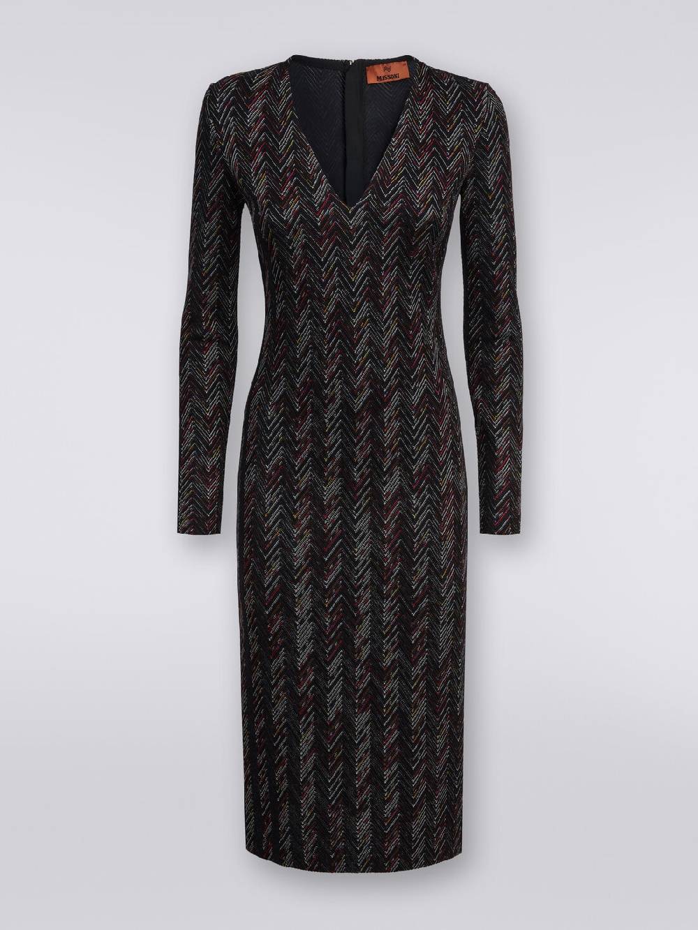 M Missoni Abito lungo con scollatura a V in lana e viscosa zig zag Italia