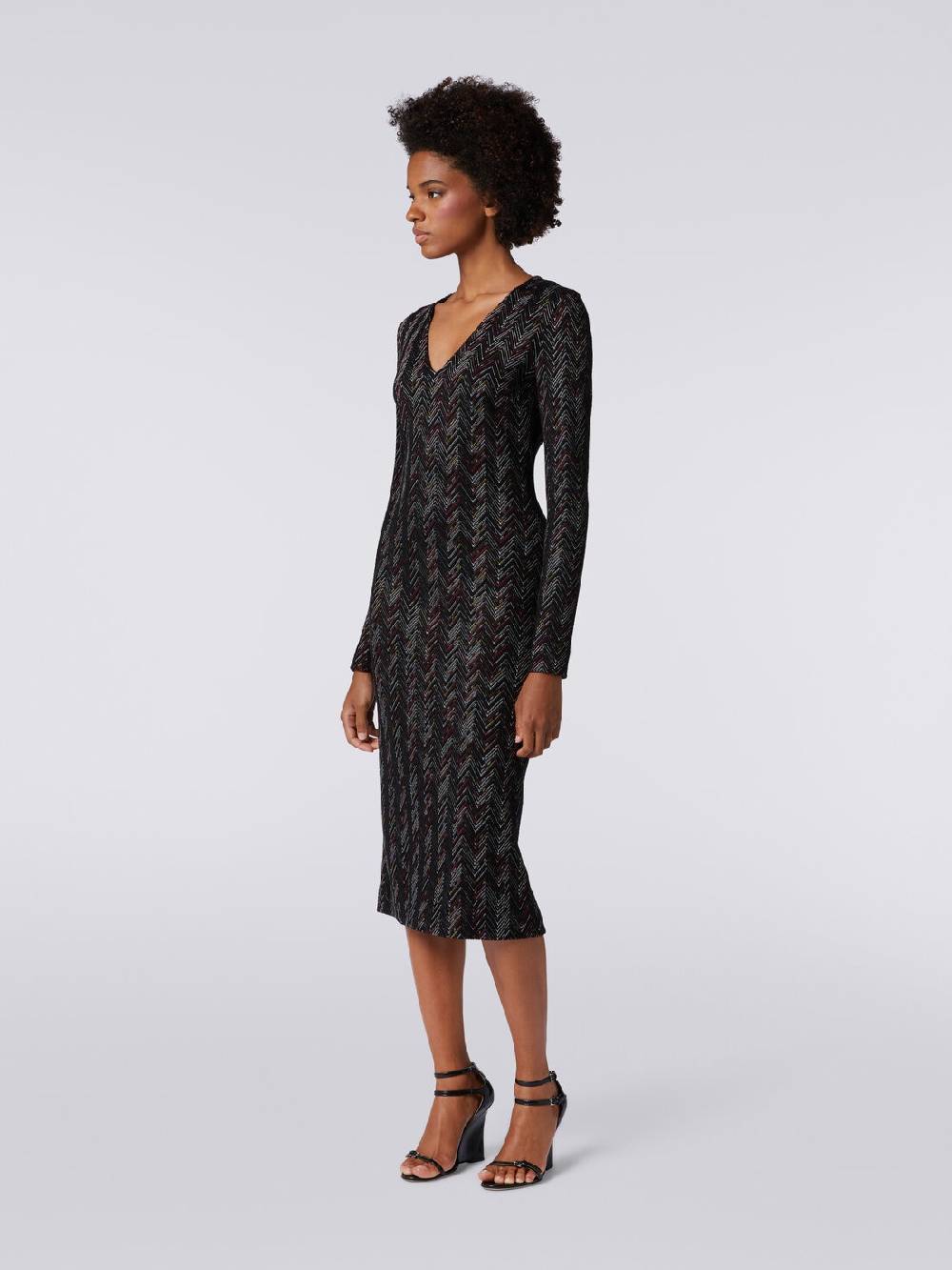M Missoni Abito lungo con scollatura a V in lana e viscosa zig zag Italia
