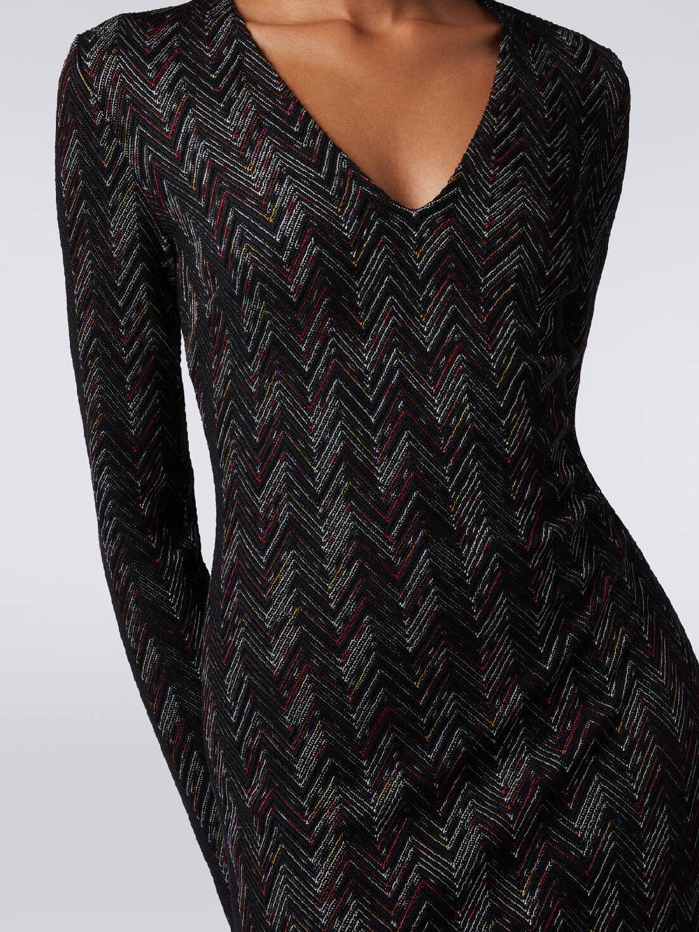 M Missoni Abito lungo con scollatura a V in lana e viscosa zig zag Italia