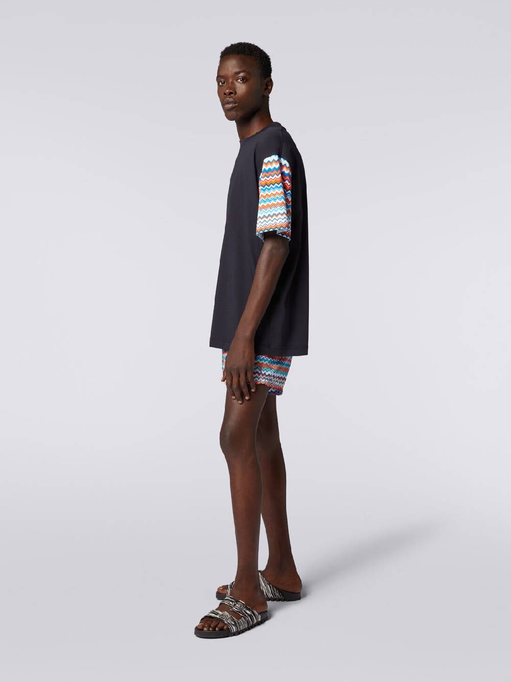 M Missoni T-shirt oversize in cotone con inserti zig zag In Linea