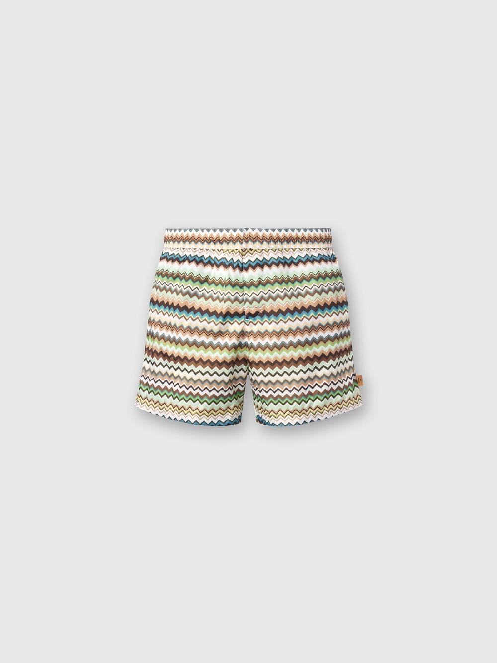 M Missoni Boxer mare in nylon stampa zig zag Nuovo
