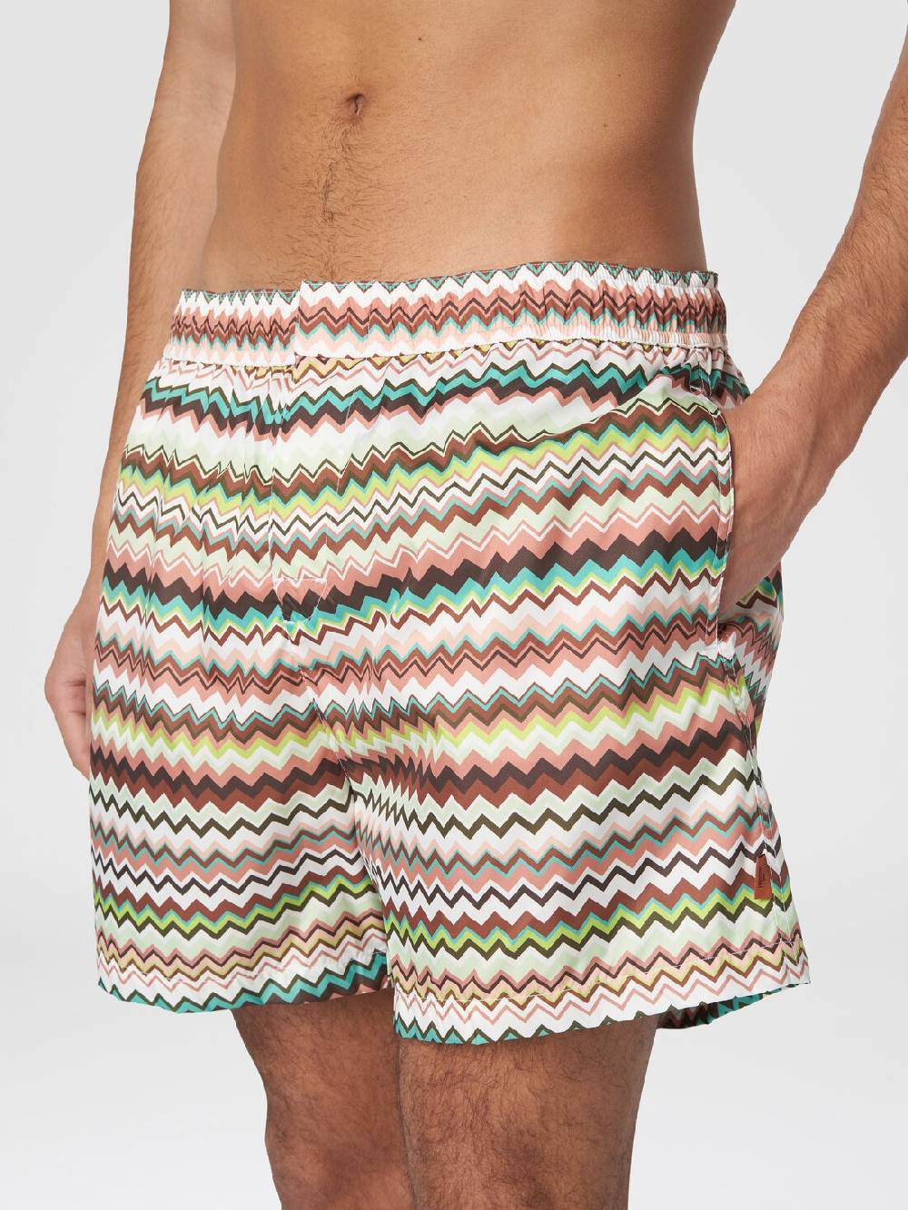 M Missoni Boxer mare in nylon stampa zig zag Nuovo