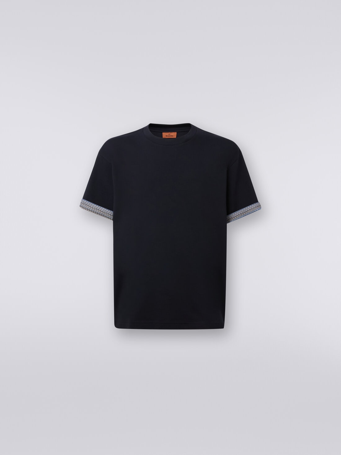 M Missoni T-shirt girocollo in cotone con risvolti chevron Vendita