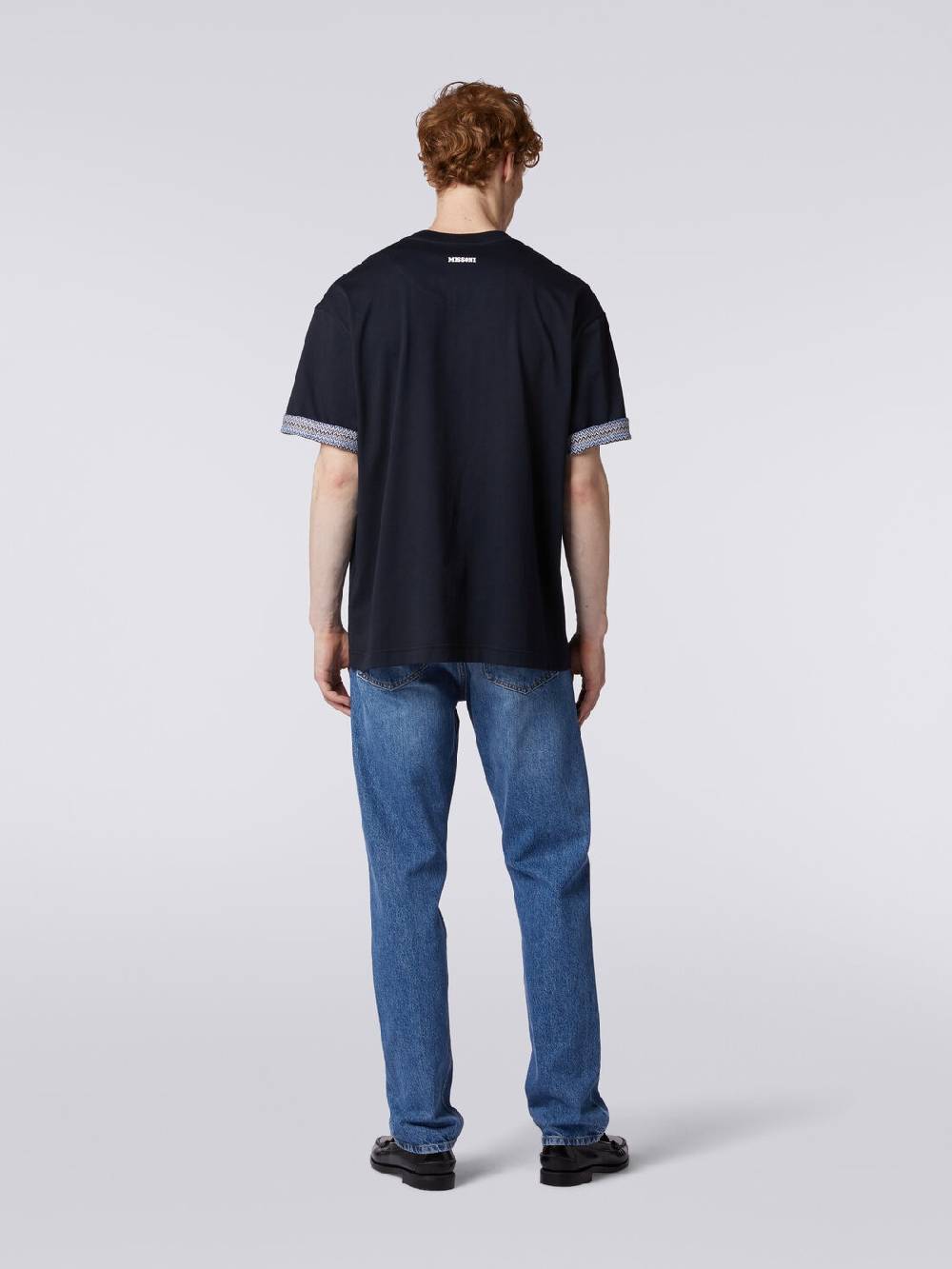 M Missoni T-shirt girocollo in cotone con risvolti chevron Vendita