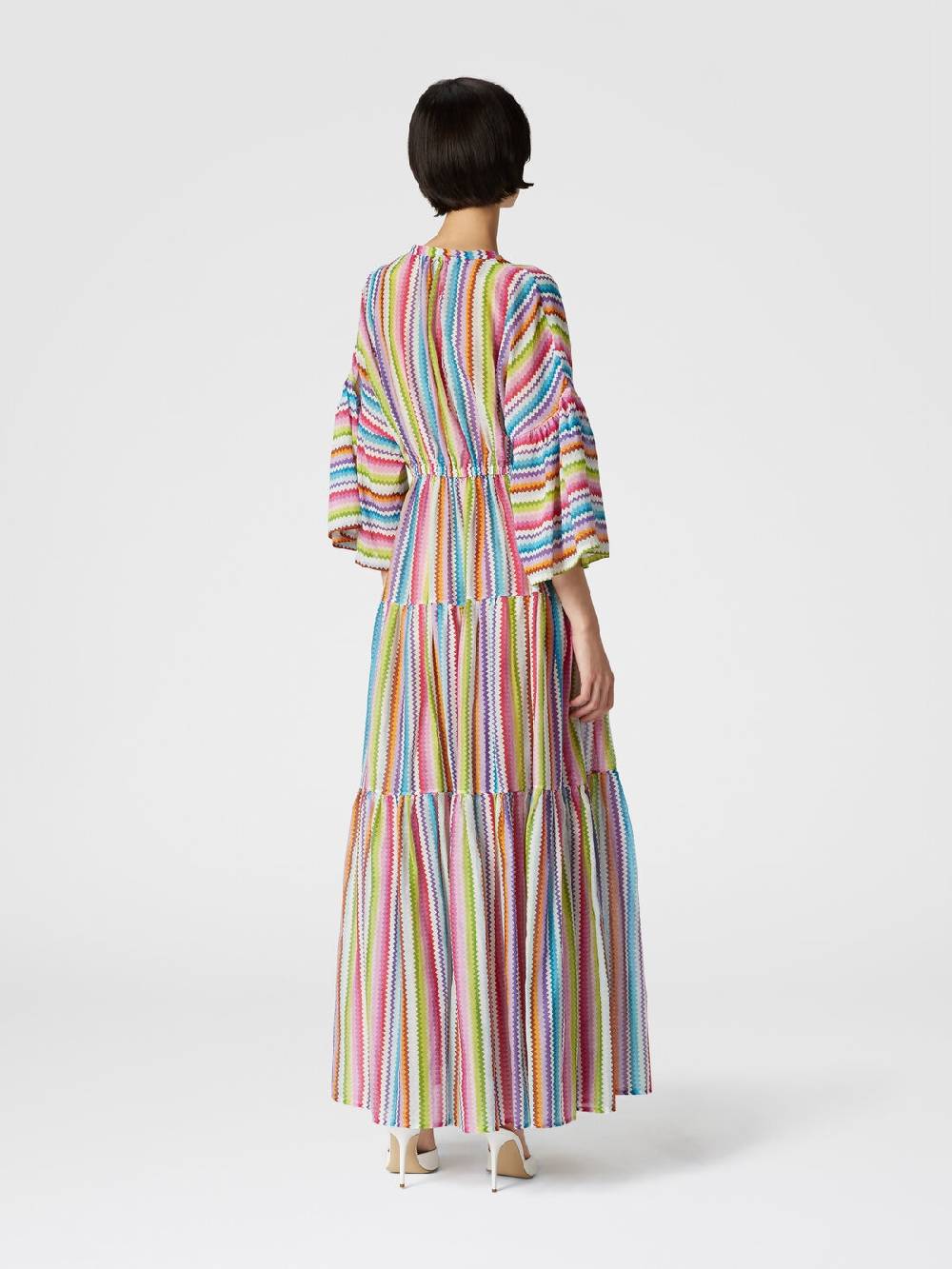 M Missoni Abito copricostume lungo a balze stampa zig zag Prezzo Ridotto