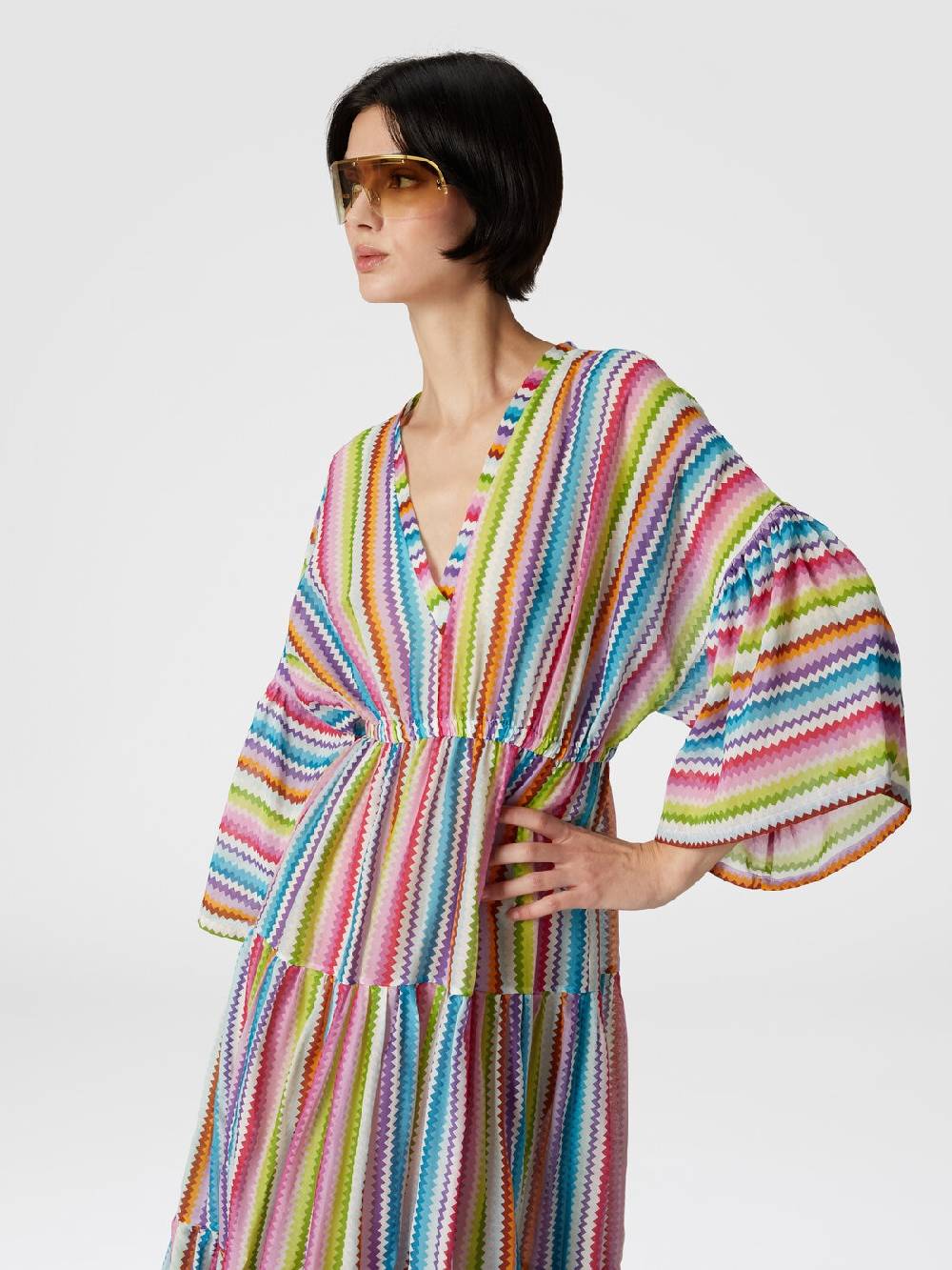 M Missoni Abito copricostume lungo a balze stampa zig zag Prezzo Ridotto