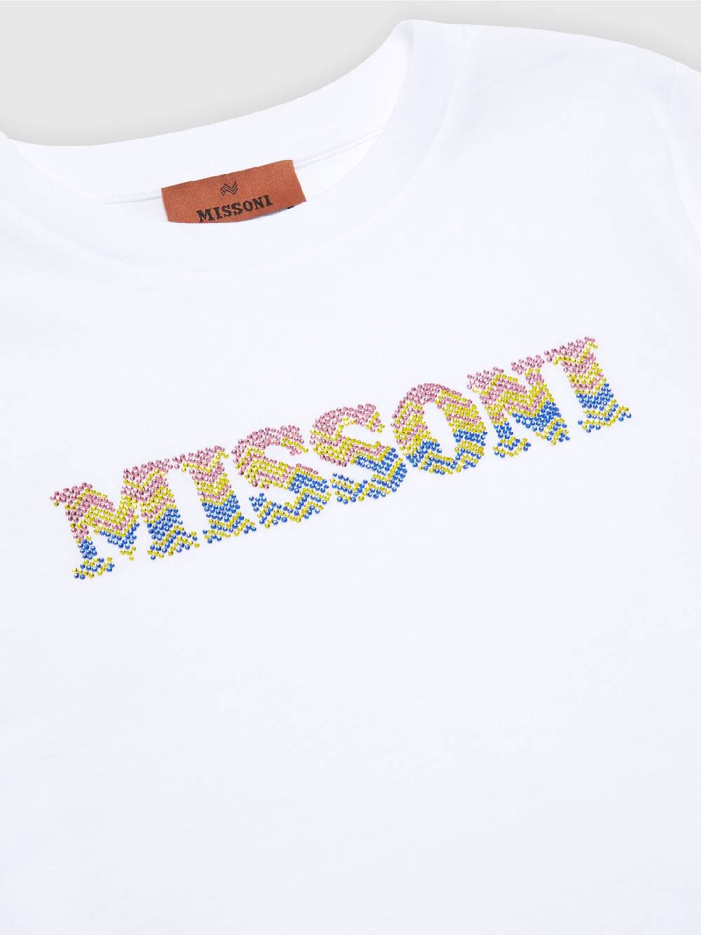 M Missoni T-shirt in jersey di cotone con scritta logo chevron Offerta