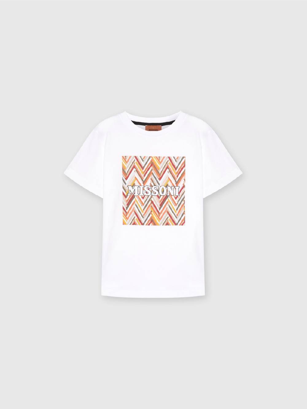 M Missoni T-shirt in jersey di cotone con stampa chevron e logo