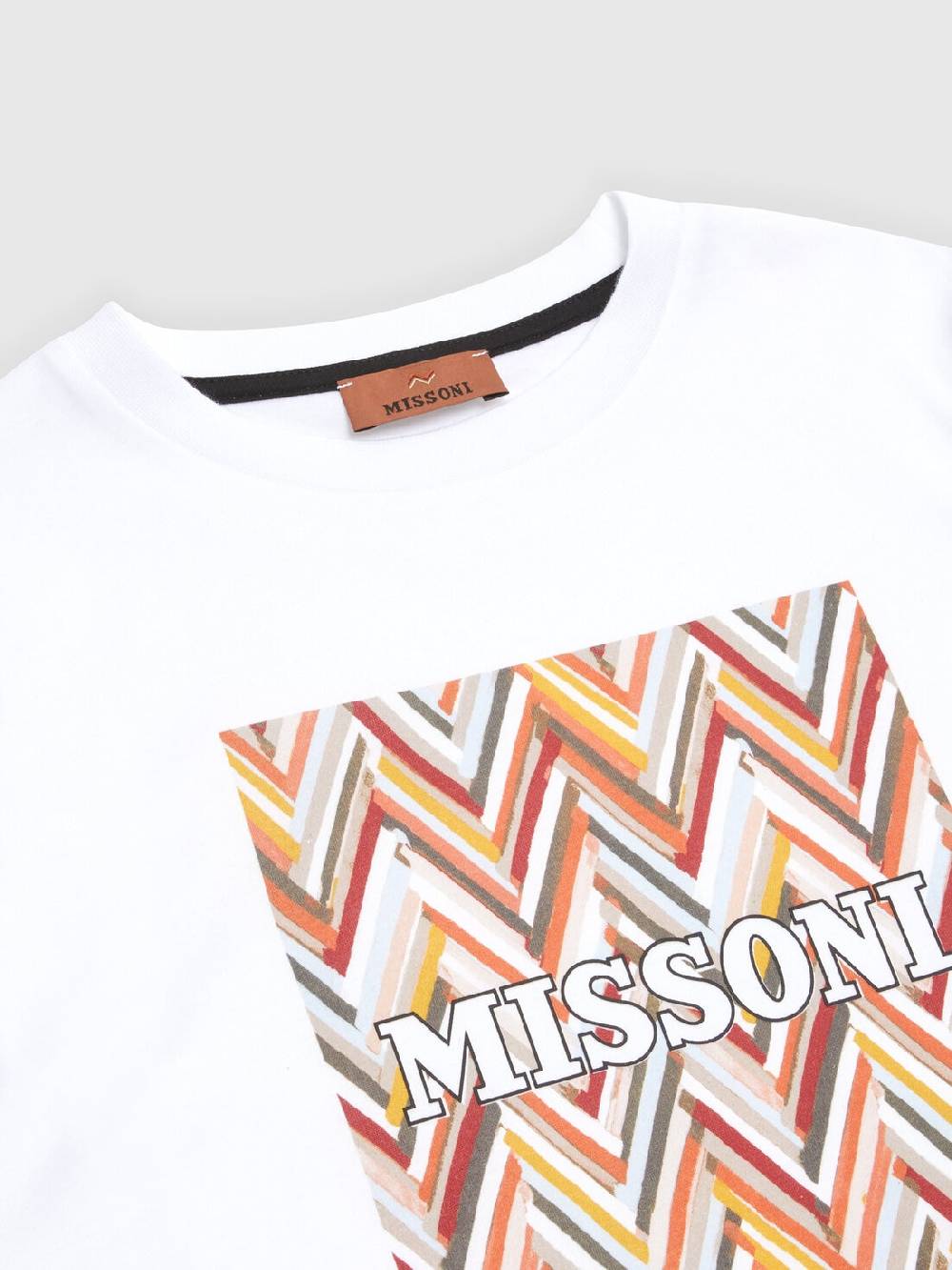 M Missoni T-shirt in jersey di cotone con stampa chevron e logo Economico