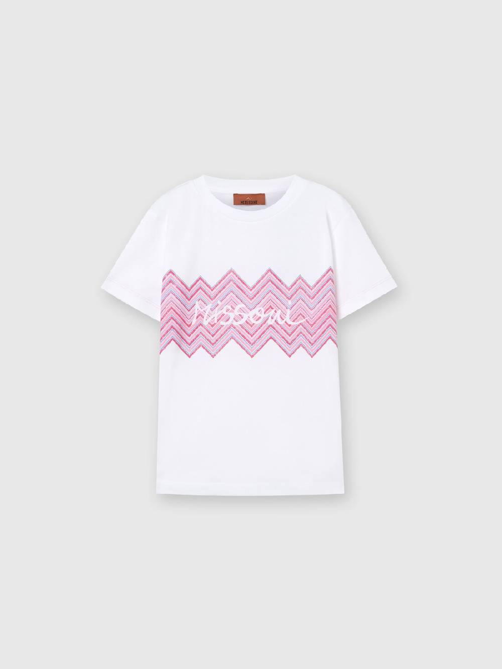 M Missoni T-shirt in jersey di cotone con inserto chevron e logo