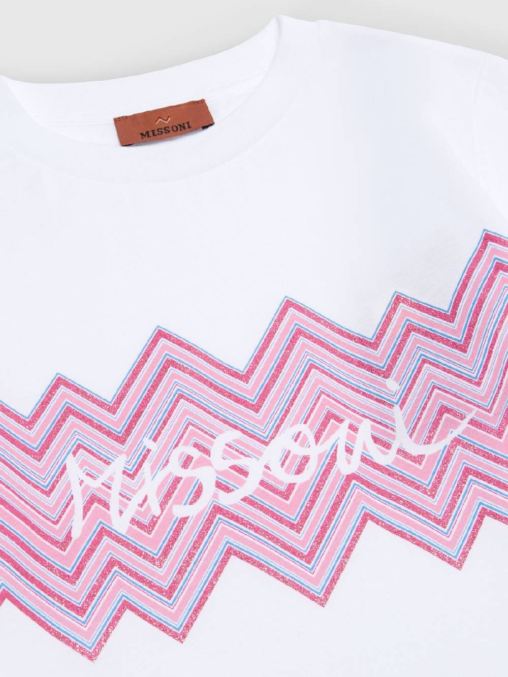 M Missoni T-shirt in jersey di cotone con inserto chevron e logo Online
