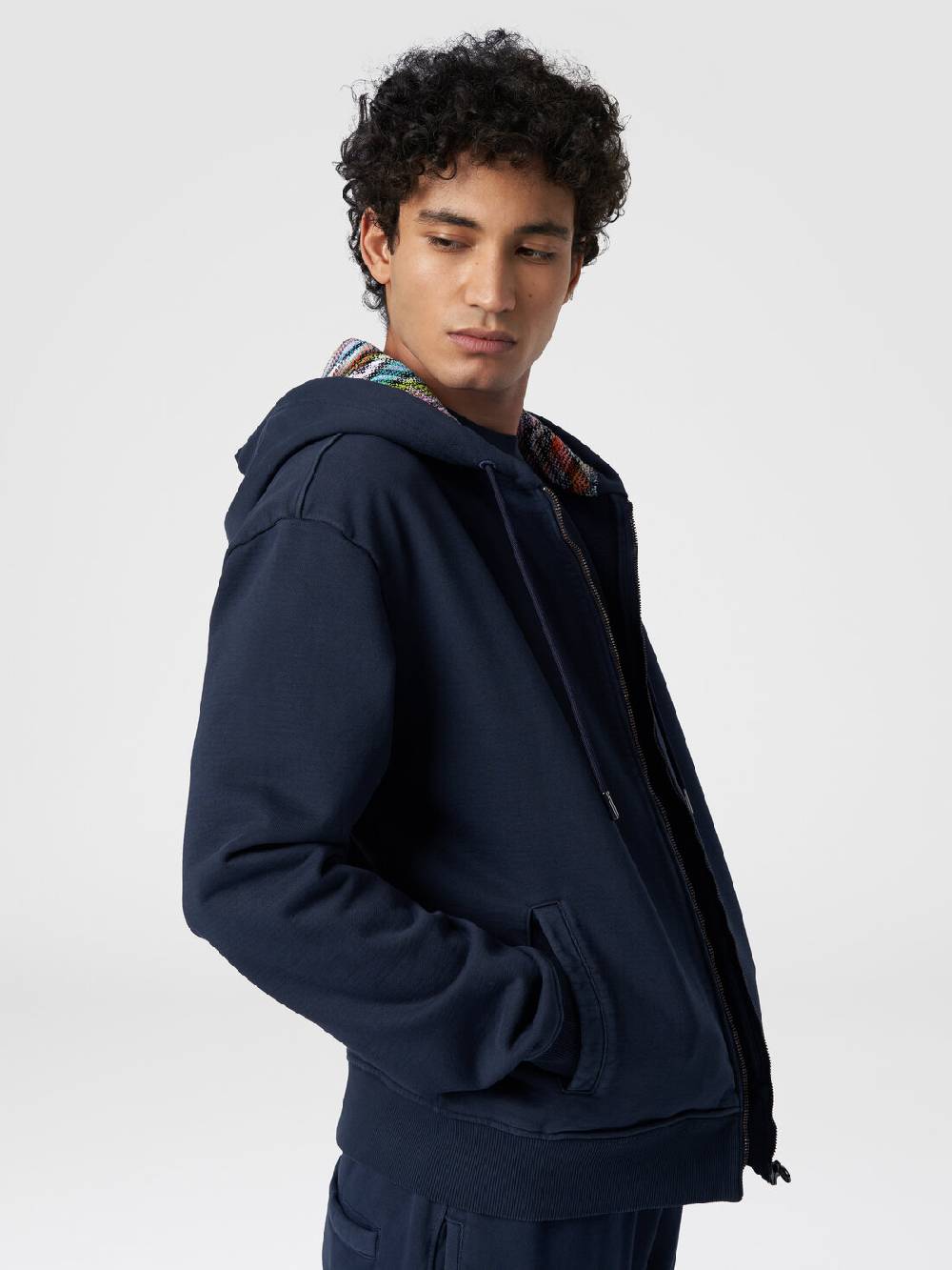 M Missoni Cardigan in felpa di cotone con cappuccio foderato in maglia Promozione temporanea