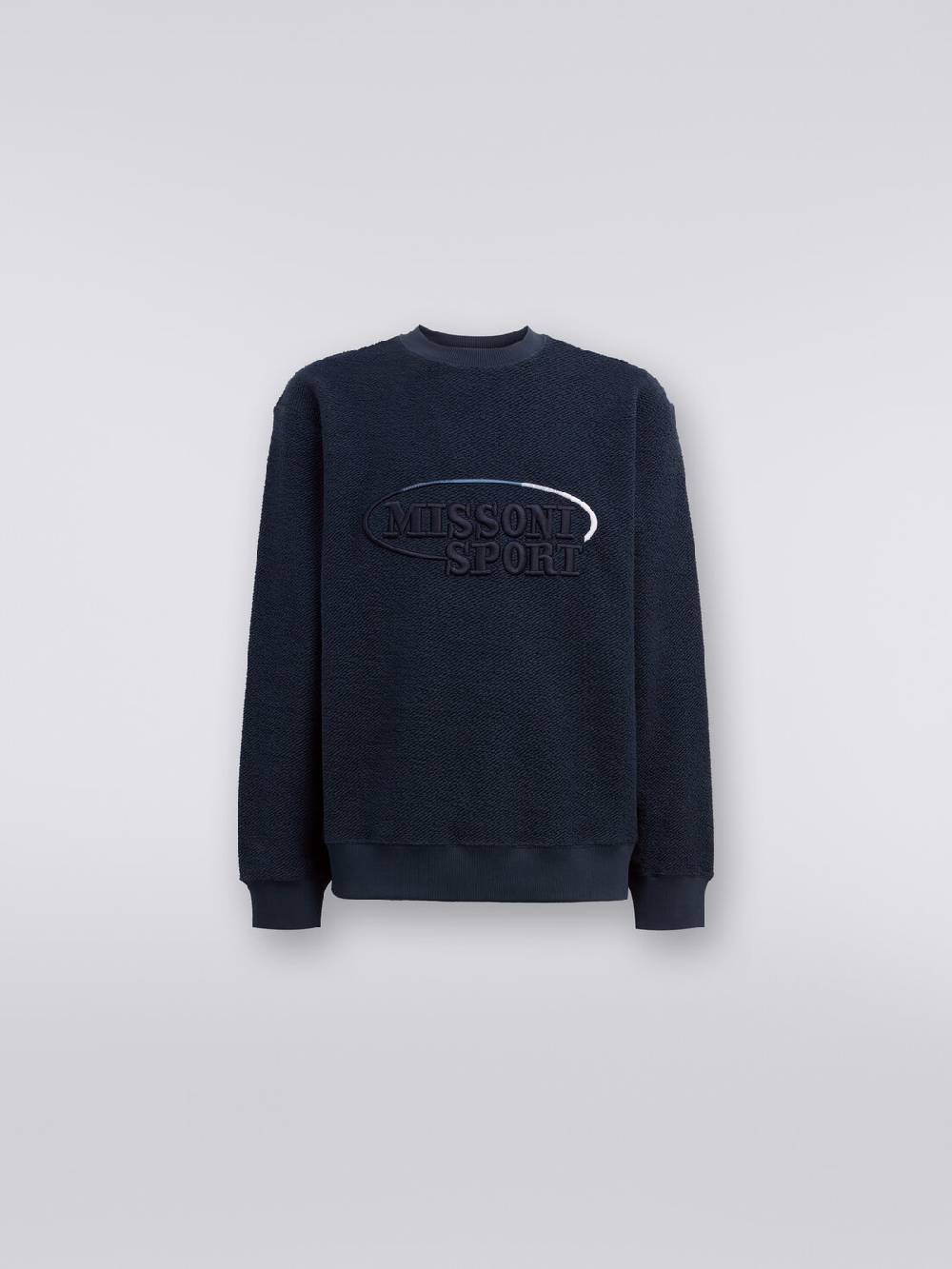 M Missoni Felpa girocollo in cotone garzato con macro-logo ricamato Saldi Di Fabbrica