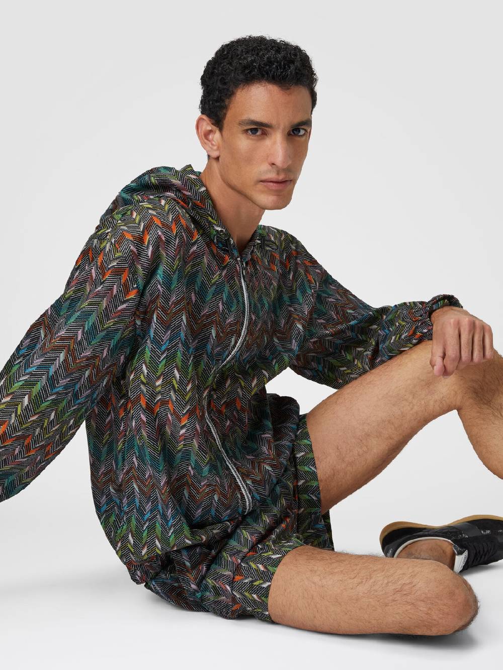 M Missoni Giacca a vento in nylon stampato con logo Negozio