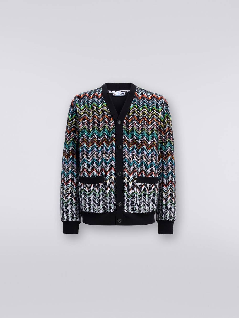 M Missoni Cardigan in maglia zig zag con profili tinta unita In Saldo