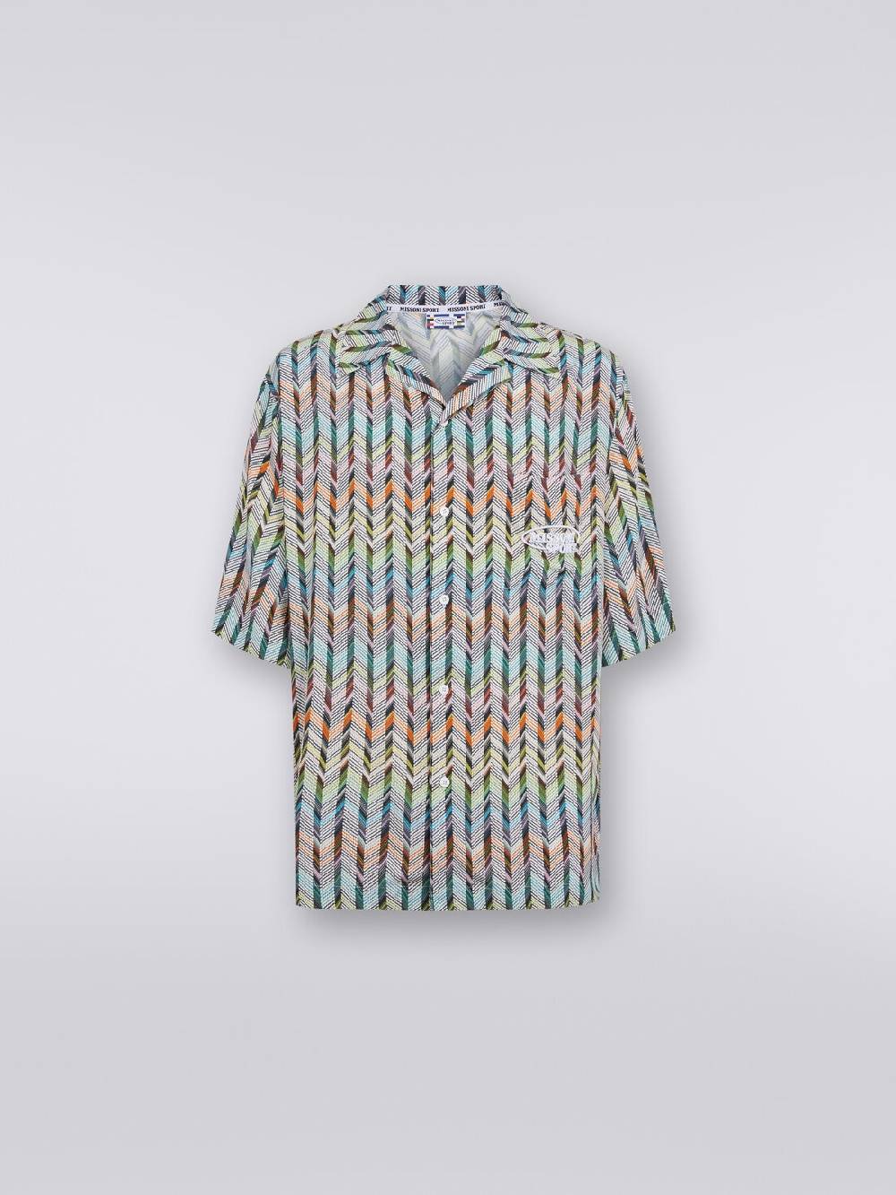 M Missoni Camicia da bowling in viscosa stampata con logo 2025