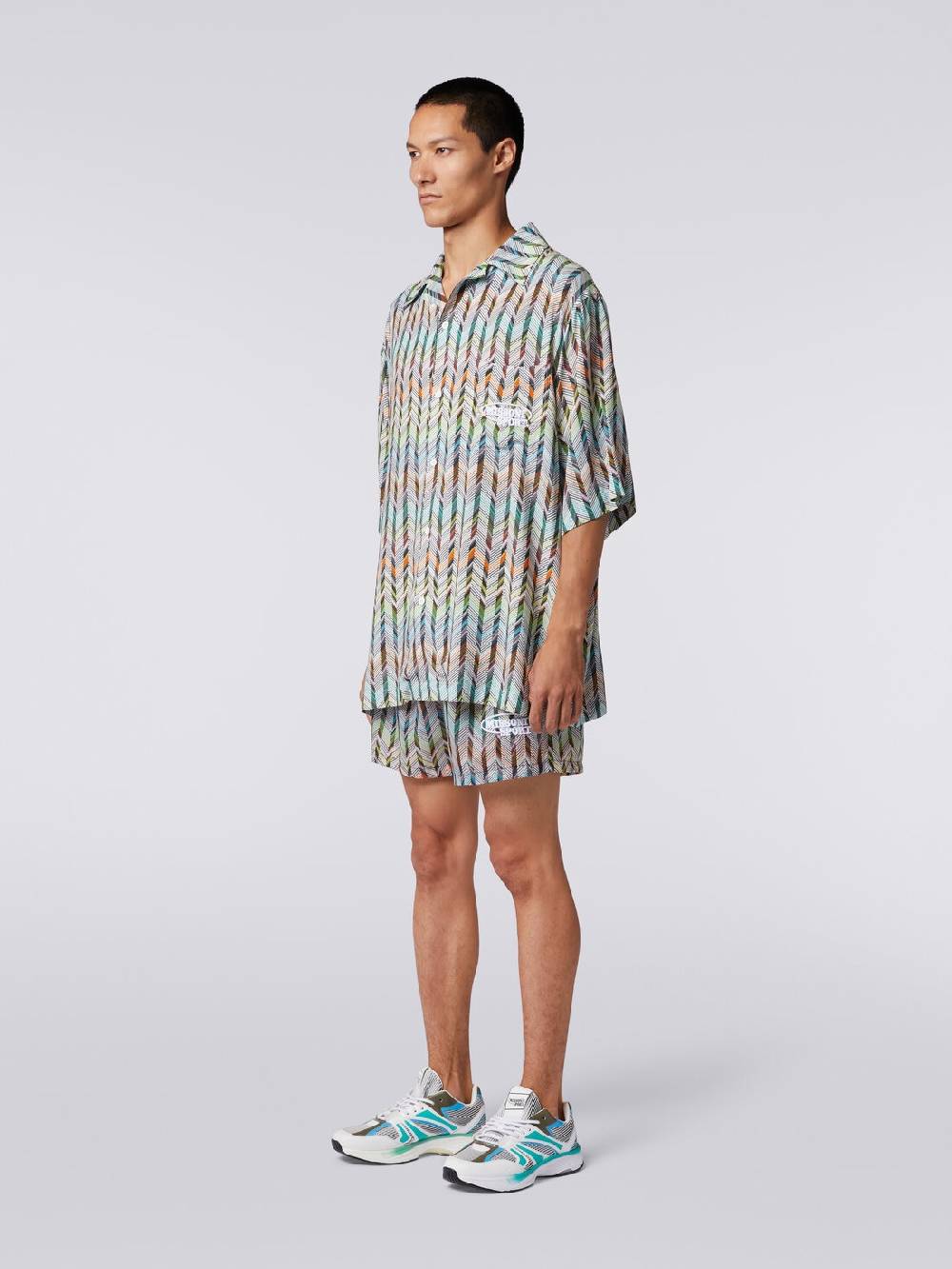 M Missoni Camicia da bowling in viscosa stampata con logo 2025