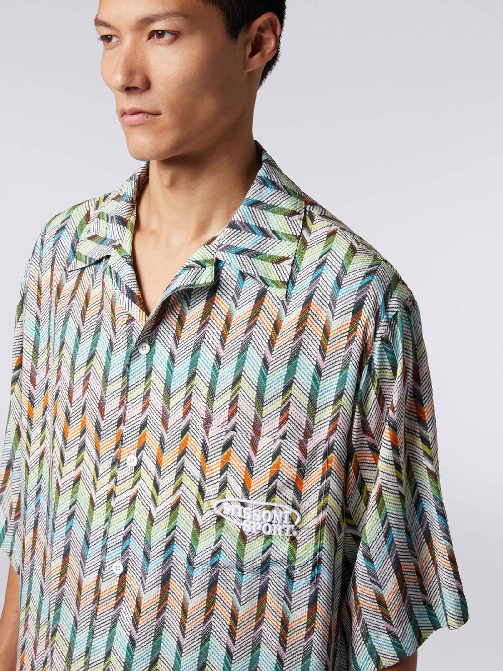 M Missoni Camicia da bowling in viscosa stampata con logo 2025