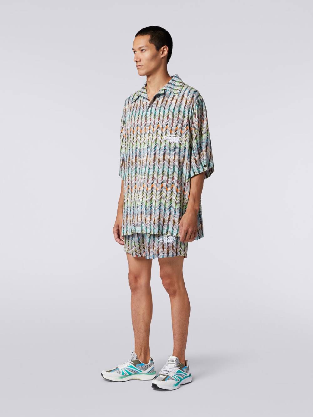 M Missoni Boxer mare in nylon stampato con logo Solo un giorno rimasto