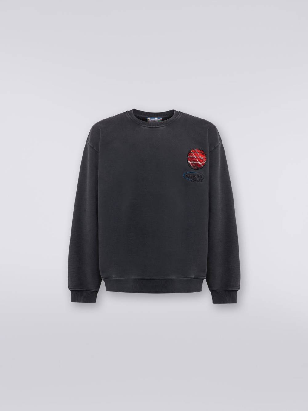 M Missoni Pullover girocollo in felpa di cotone con inserto in maglia