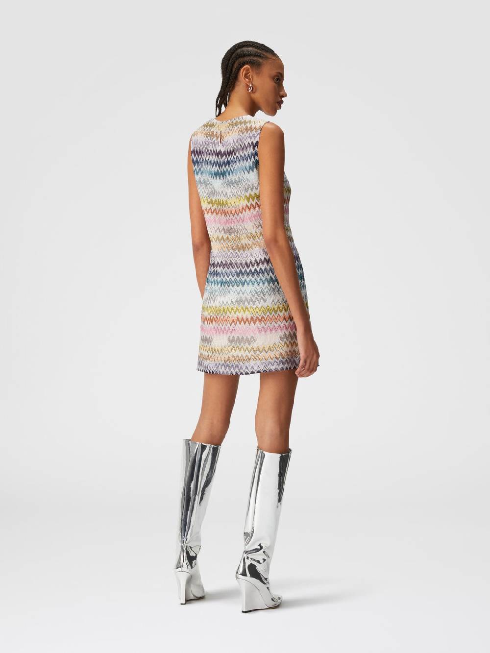 M Missoni Mini-abito senza maniche in viscosa zig zag lamé In Linea