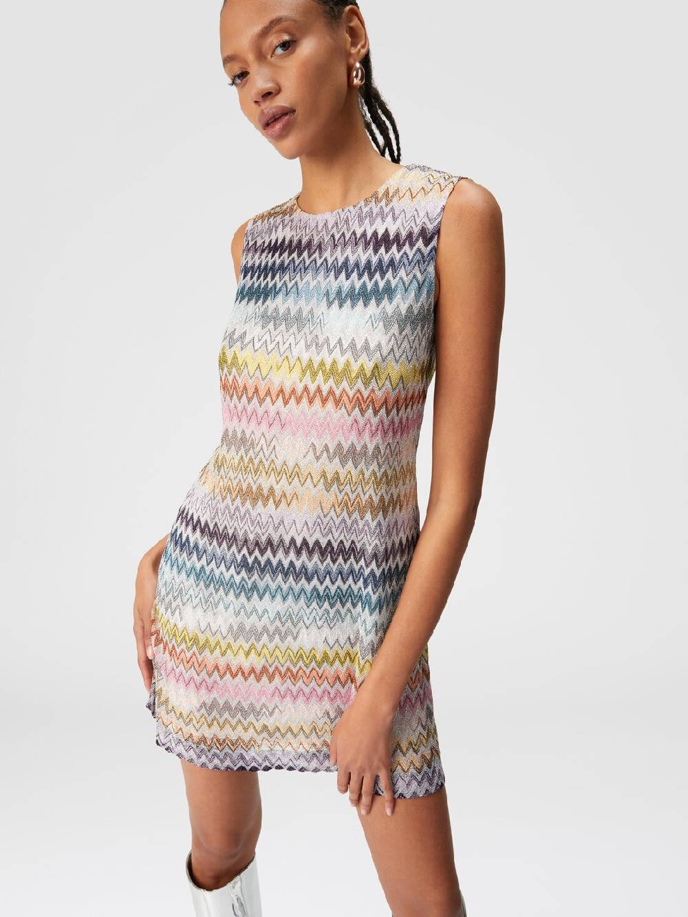 M Missoni Mini-abito senza maniche in viscosa zig zag lamé In Linea