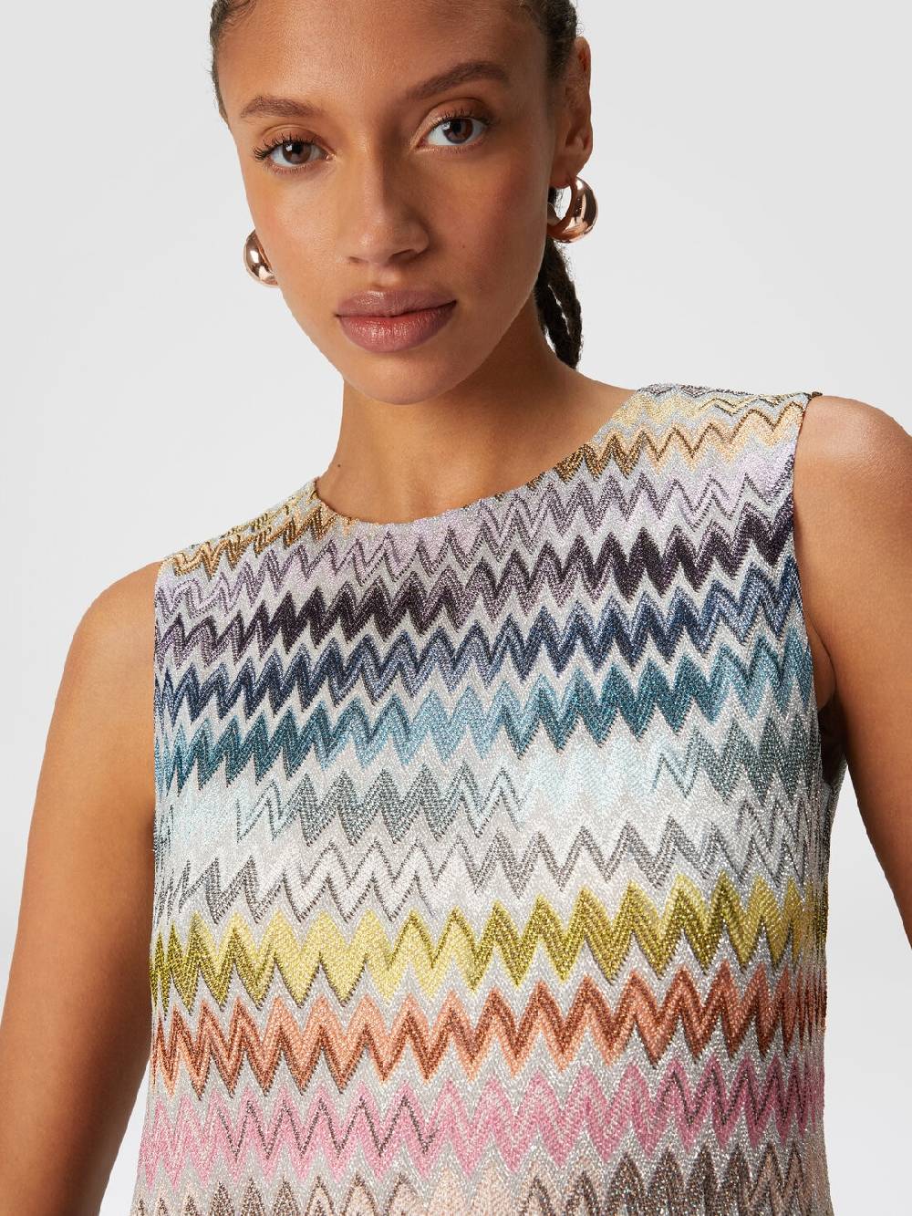 M Missoni Mini-abito senza maniche in viscosa zig zag lamé In Linea