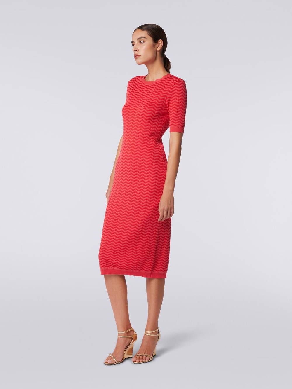 M Missoni Abito longuette girocollo in maglia chevron Prezzo Ridotto