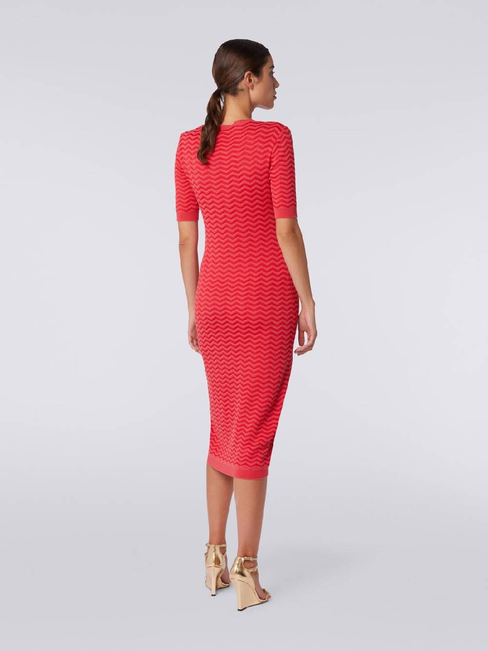 M Missoni Abito longuette girocollo in maglia chevron Prezzo Ridotto