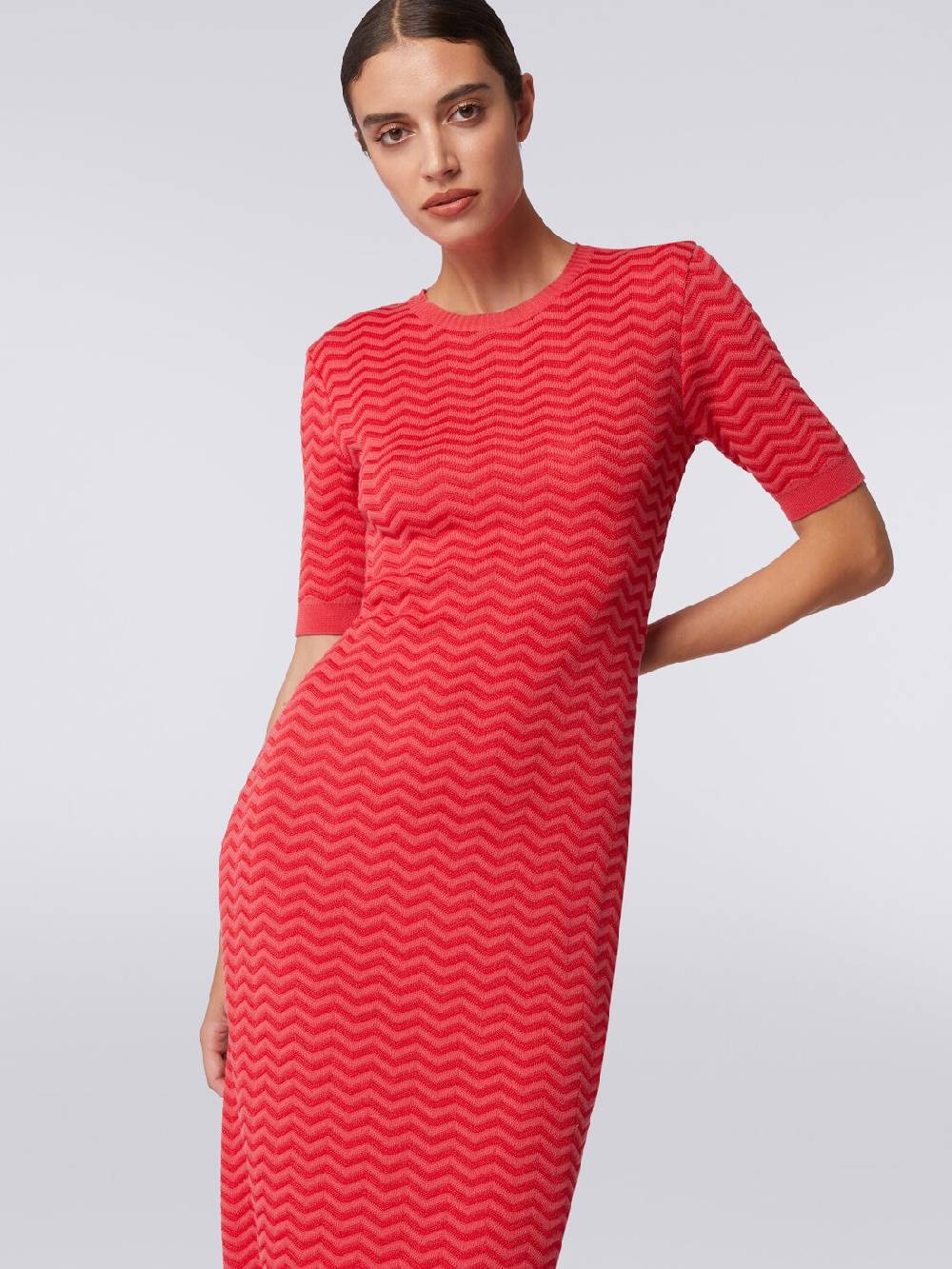 M Missoni Abito longuette girocollo in maglia chevron Prezzo Ridotto