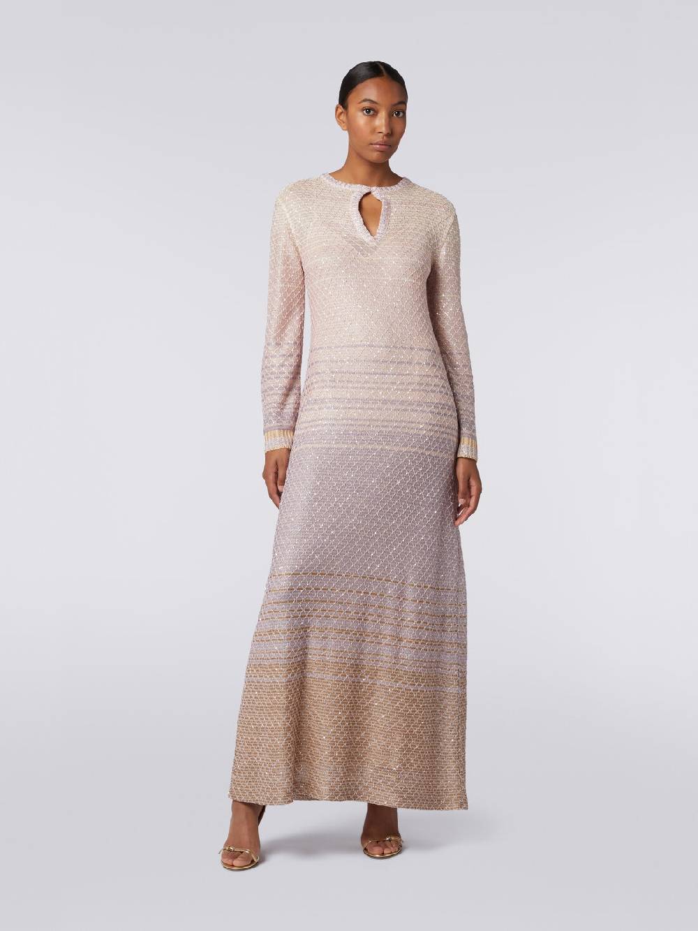 M Missoni Abito lungo in maglia dégradé con paillettes