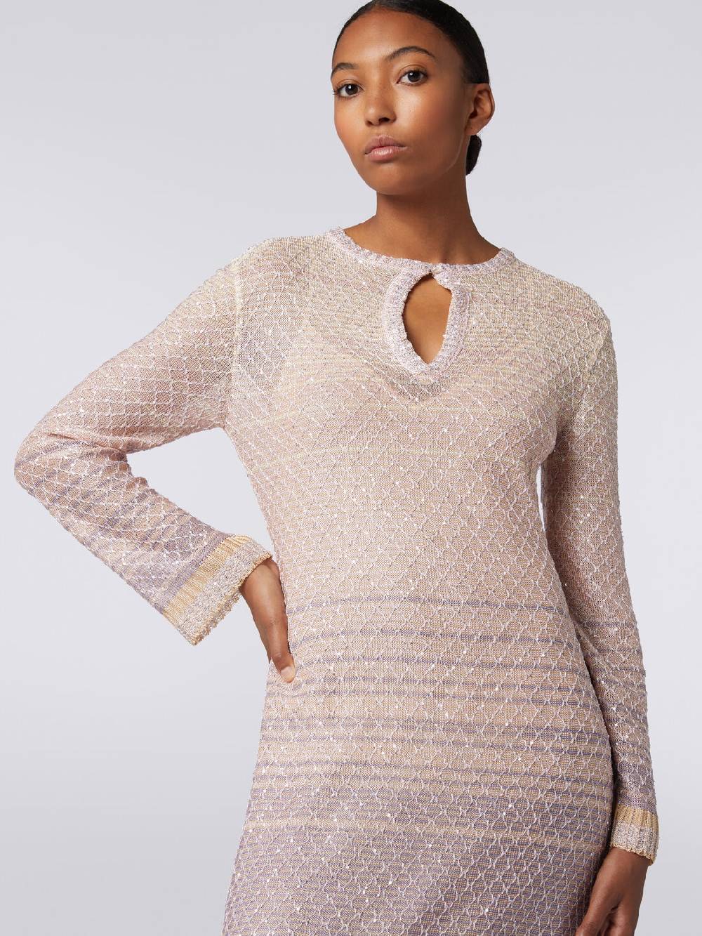 M Missoni Abito lungo in maglia dégradé con paillettes Sottocosto