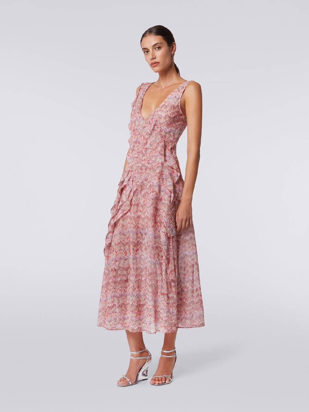 M Missoni Abito midi motivo snake con balze e lurex Convenienza