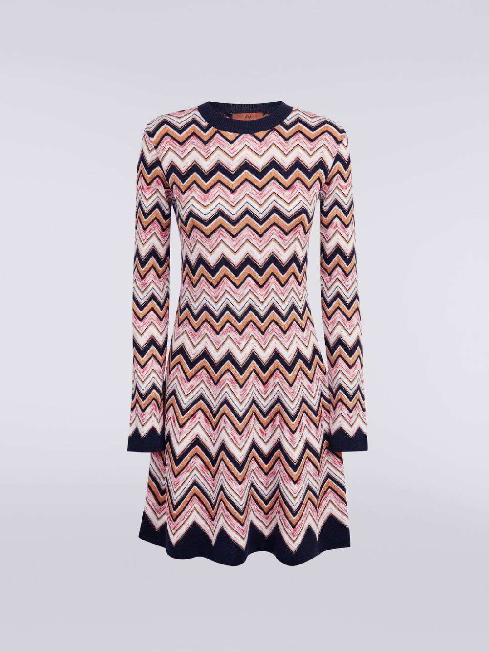 M Missoni Abito girocollo a maniche lunghe in maglia zig zag Sconto