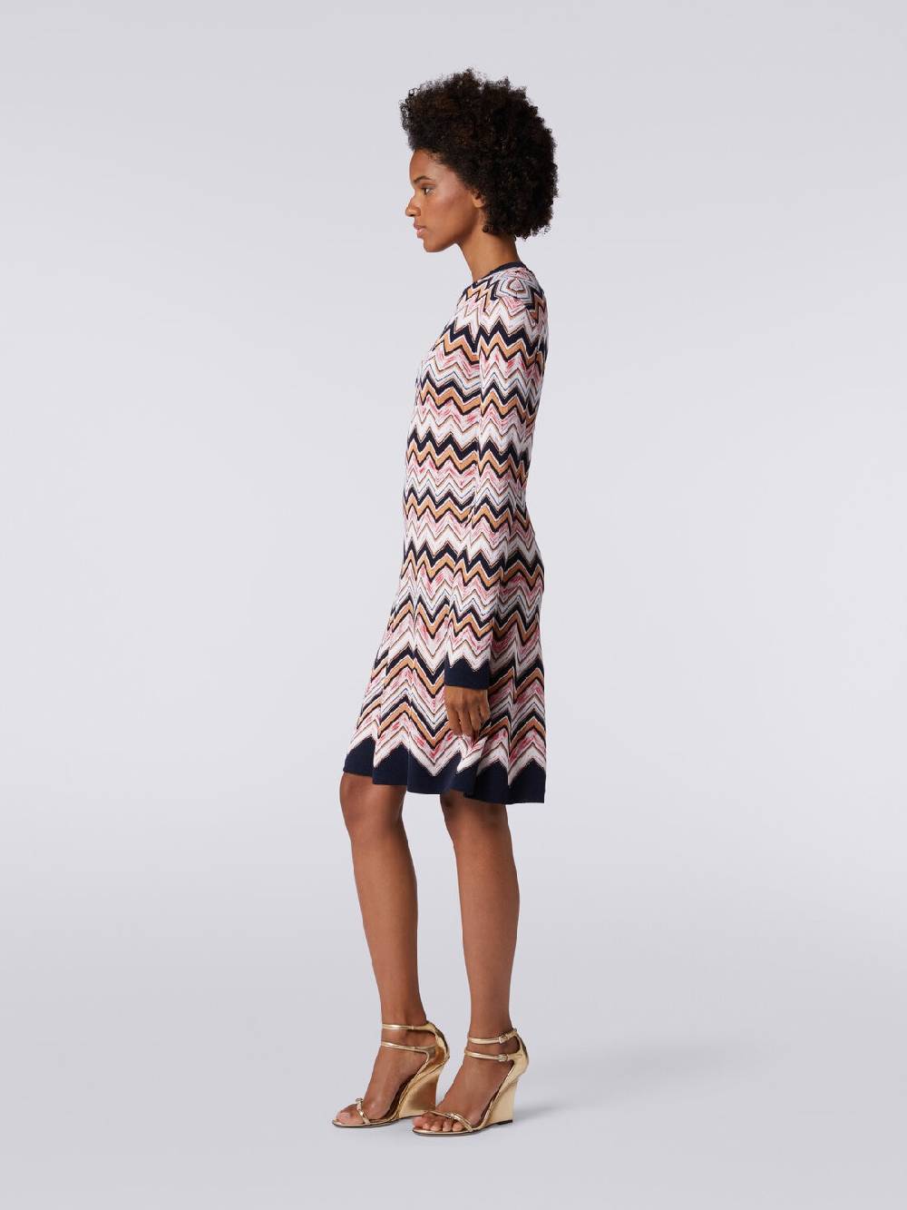 M Missoni Abito girocollo a maniche lunghe in maglia zig zag Sconto