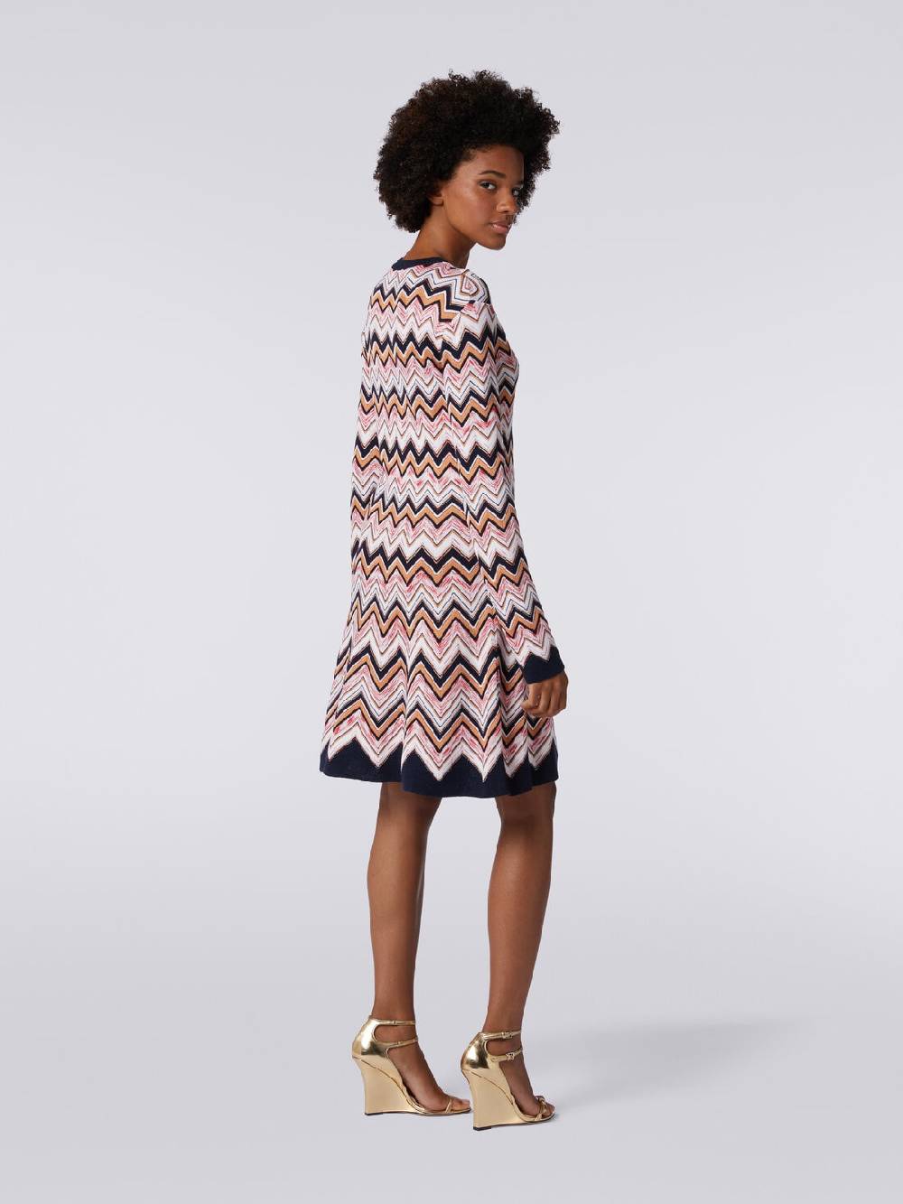 M Missoni Abito girocollo a maniche lunghe in maglia zig zag Sconto