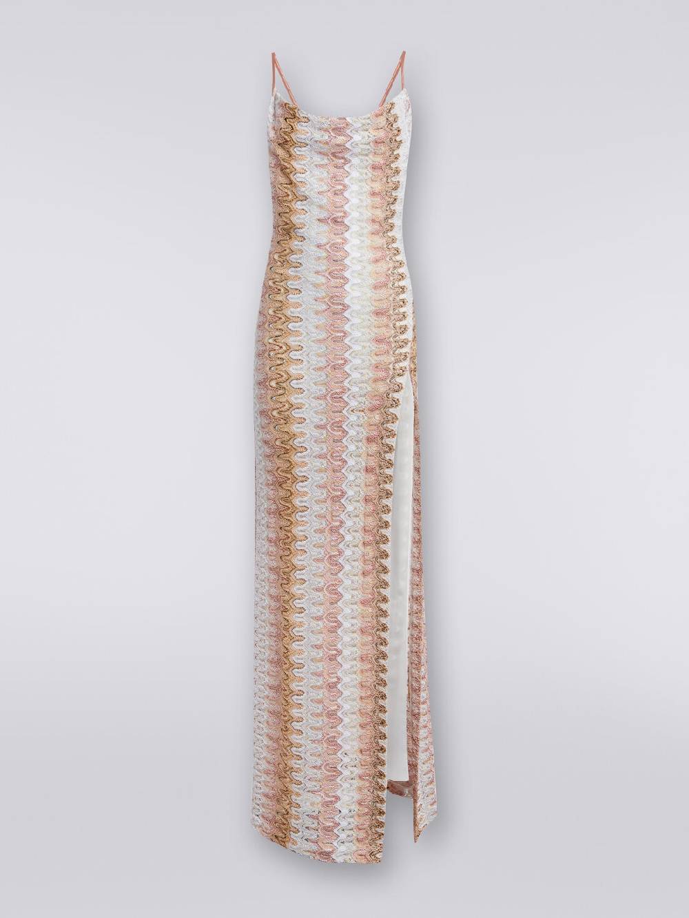 M Missoni Abito lungo effetto pizzo con scollatura drappeggiata e spacco Online