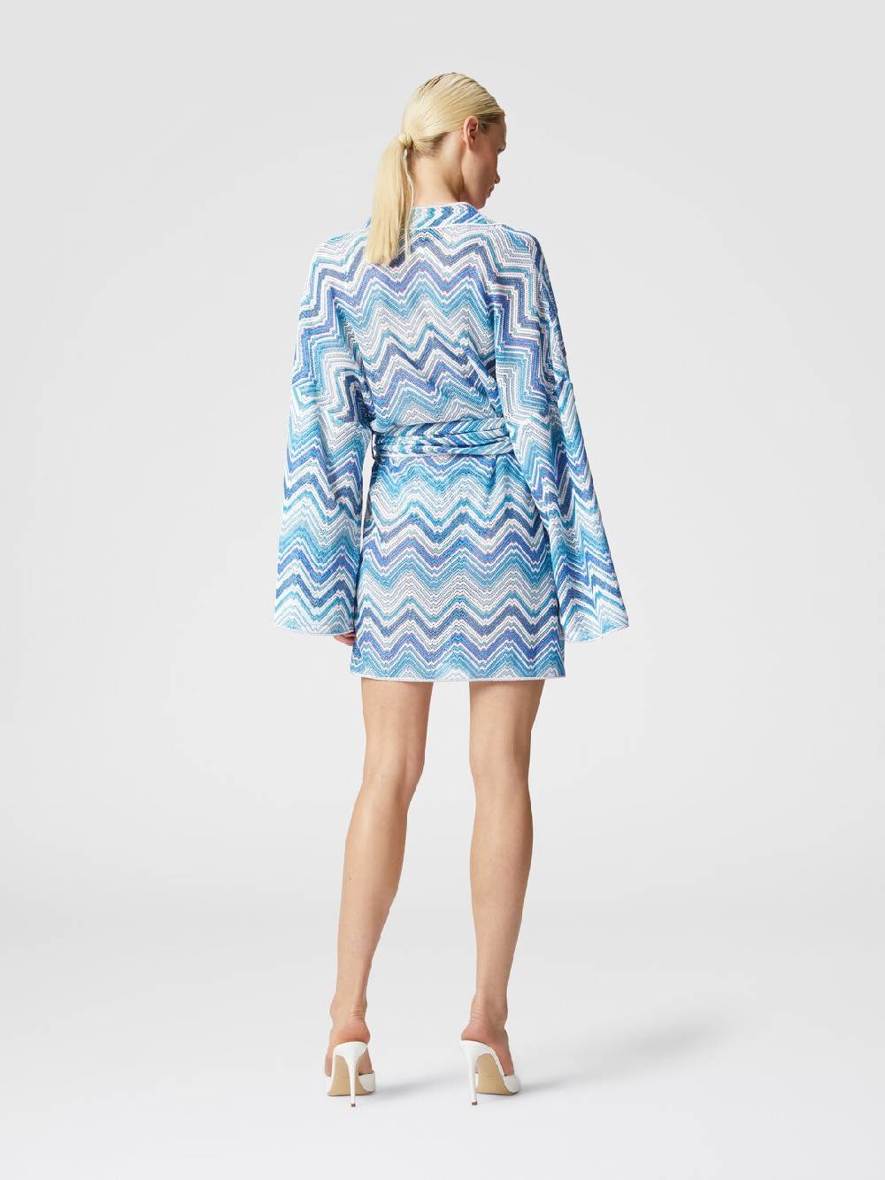 M Missoni Copricostume corto a vestaglia in crochet chevron con lurex Vendita Calda